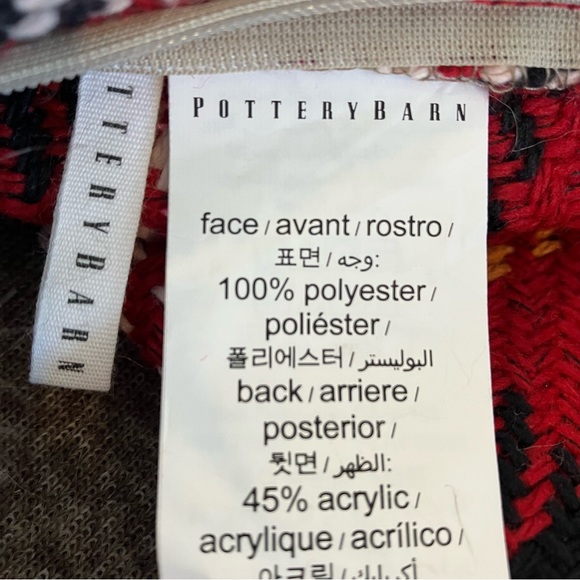 New Pottery Barn Nottingham Plaid Faux Fur Back Pillow Cover, Red Plaid Knit - Picture 7 of 15